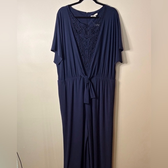NEW Cato Dark Blue Jumpsuit with Lace Detail - Picture 2 of 6